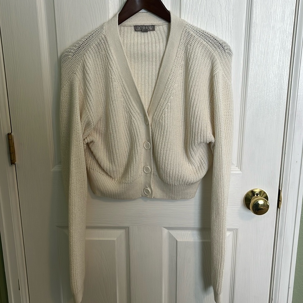 J. Crew cream cropped cardigan